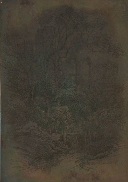 Henry Martin Pope (1843-1908) - Copper Etched Plate, Halesowen Abbey