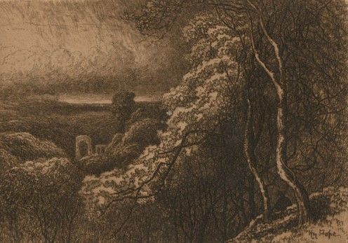 Henry Martin Pope (1843-1908) - Etched Copper Plate and Example Print, "Dudley"