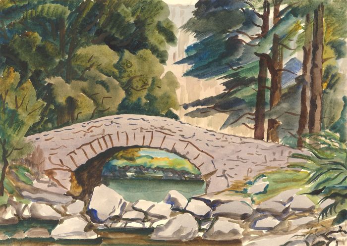 Ernest Fedarb NS (1905-2005) - Mid 20th Century Watercolour, Rustic Stone Bridge