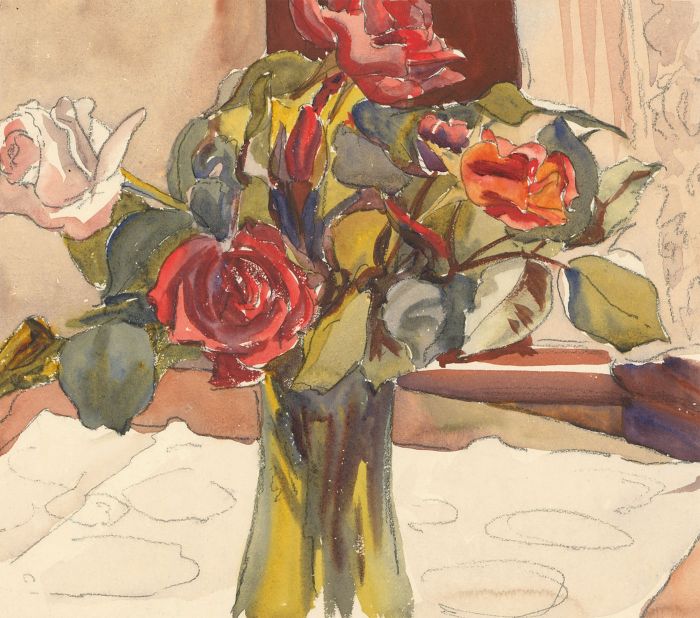 Ernest Fedarb NS (1905-2005) - Mid 20th Century Watercolour, Red Roses