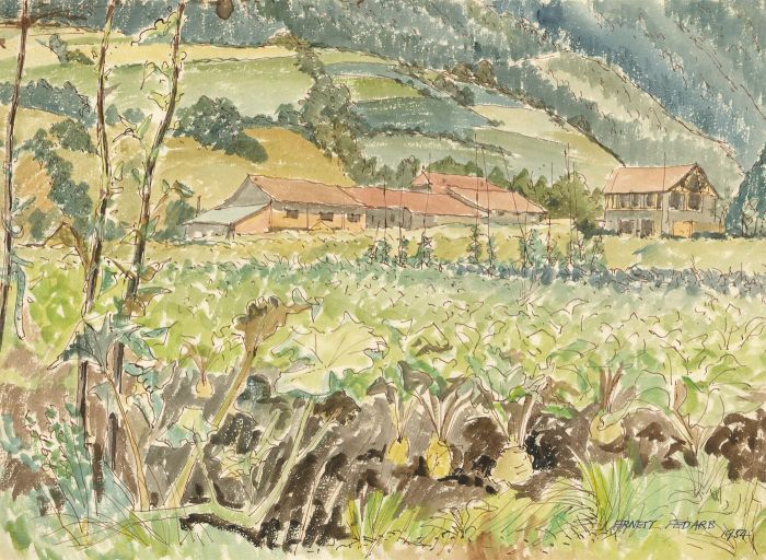Ernest Fedarb NS (1905-2005) - Signed 1954 Watercolour, The Allotments