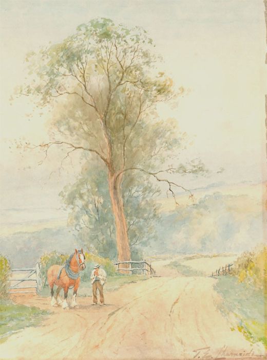 Thomas Edward Churnside - Late 19th Century Watercolour, Landscape with Horse