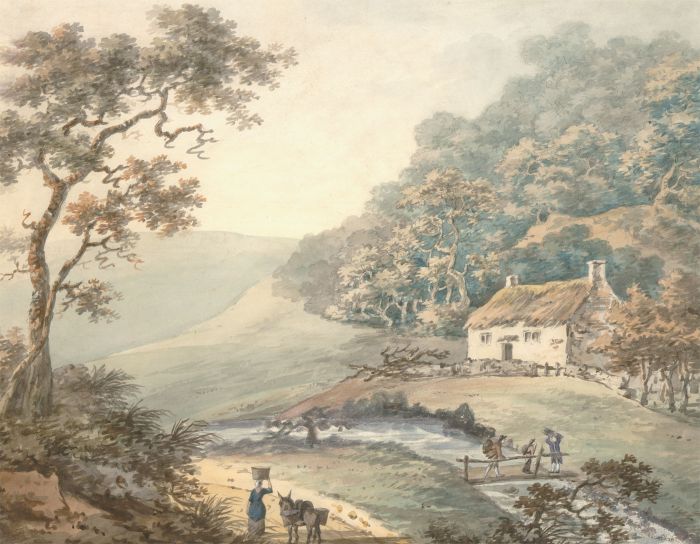 Fine English School Late 19th Century Watercolour - Classical River Landscape