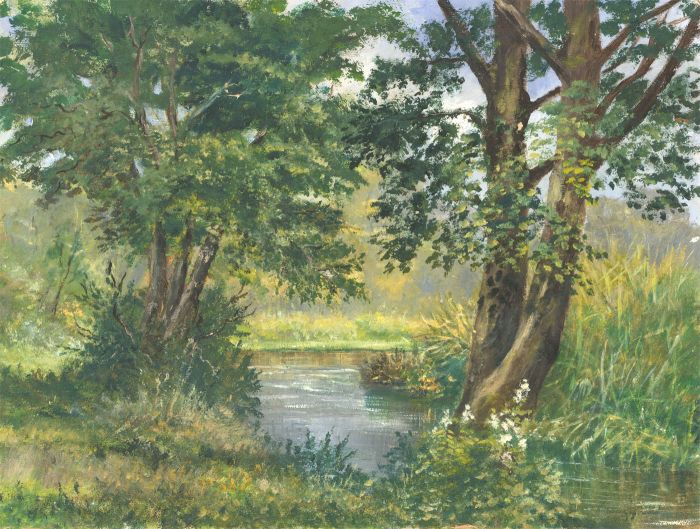 James Frank Adams (1923-2008) - 1987 Oil, Summer River Scene