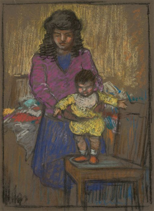 Frederick William George (1889-1971) - 20th Century Pastel, Mother and Child