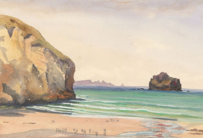 c.1860 Watercolour - Coastal Landscape