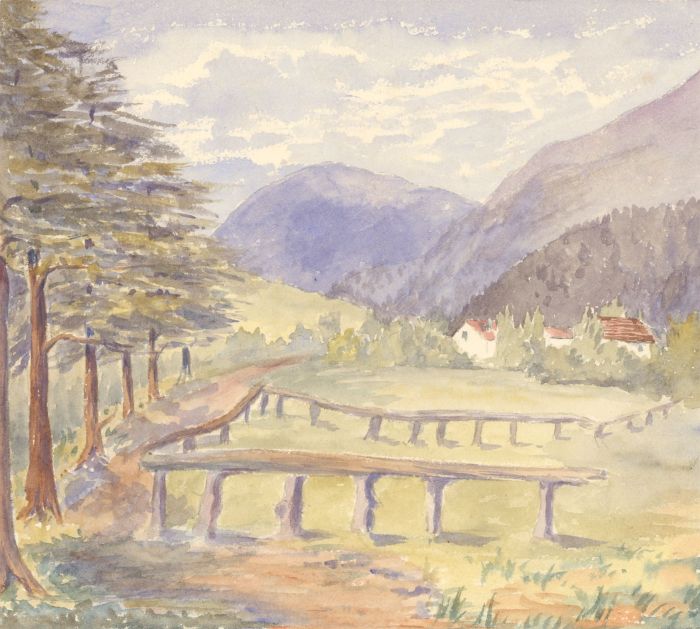 1892 Watercolour - Mountainous Landscape