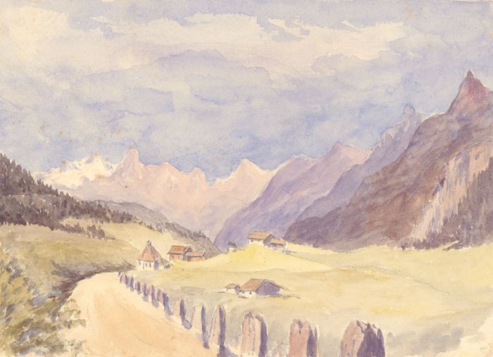1892 Watercolour - Austrian Mountain Landscape