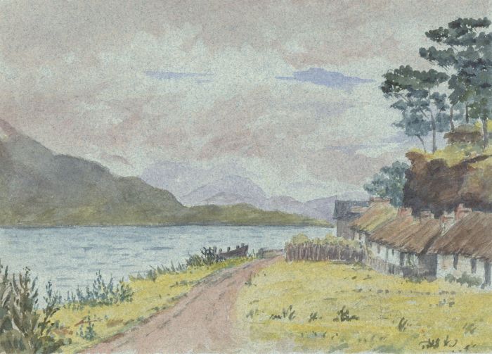 Mary V. Hobhouse - 1892 Watercolour, Loch Landscape