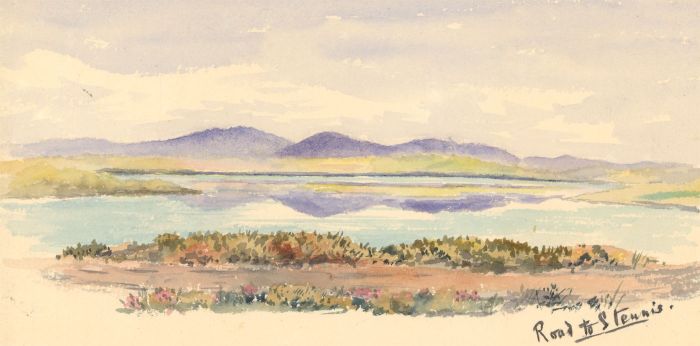 Mary V. Hobhouse - 1892 Watercolour, Lake to Landscape