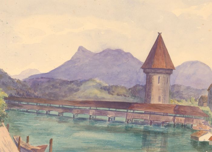 1892 Watercolour - Speaker's Bridge Lucerne