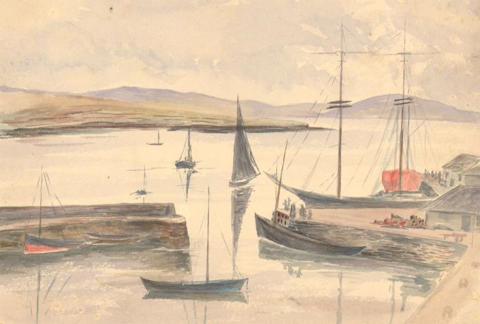 Mary V. Hobhouse - 1892 Watercolour, Kirkwall Estuary