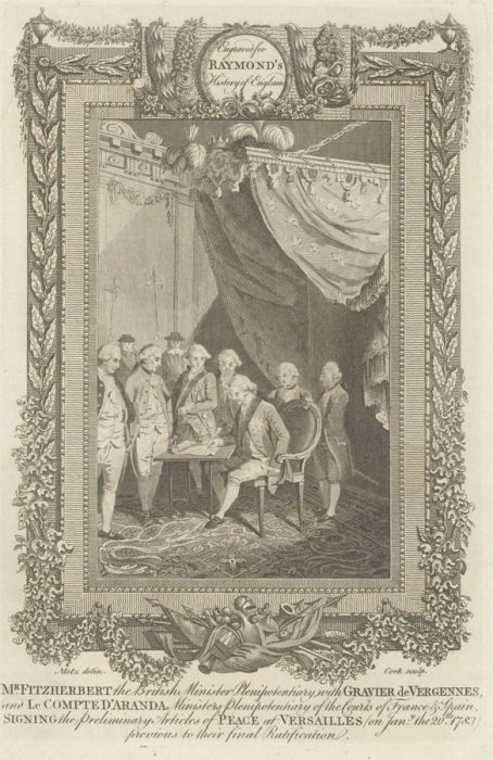 Walker after Wale - 18th Century Engraving, Signing of the Peace at Versailles