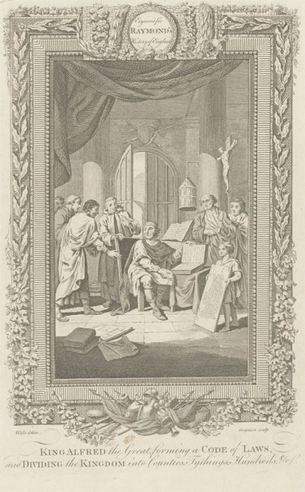 Grigion after Wale - 18th Century Engraving, King Alfred and the Code of Laws