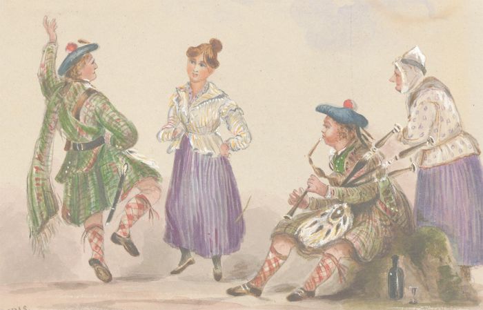 H.M.S - Scottish School Late 19th Century Watercolour, Scottish Dancers