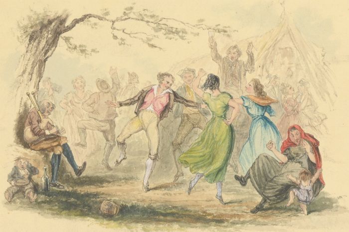 Very Fine English School 19th Century Watercolour - A Fete Champetre