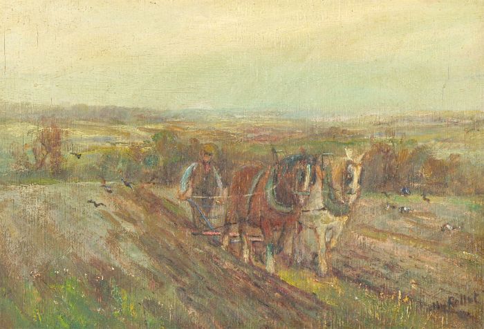 Henry Rollet (fl. 1881-1916) - Signed Late 19th Century Oil, Cheshire Ploughing 