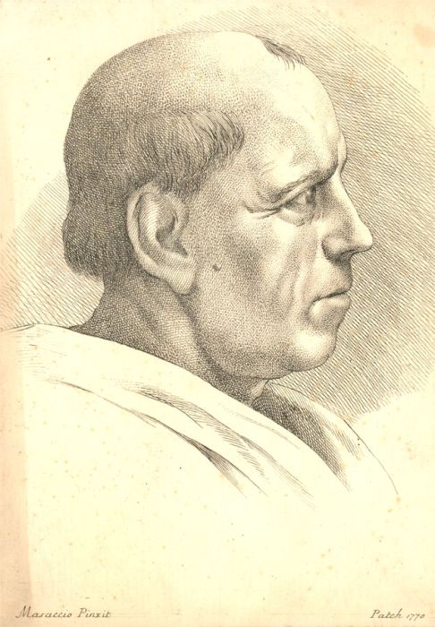 Patch after Masaccio & Giotto - Five c. 1770 Engraving, Italian Portraits