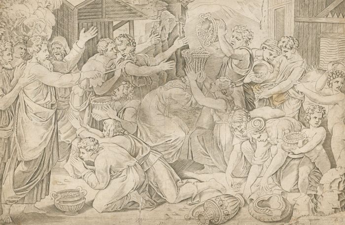 Antonio Salamanca - 17th Century Engraving, The Death of Ananais