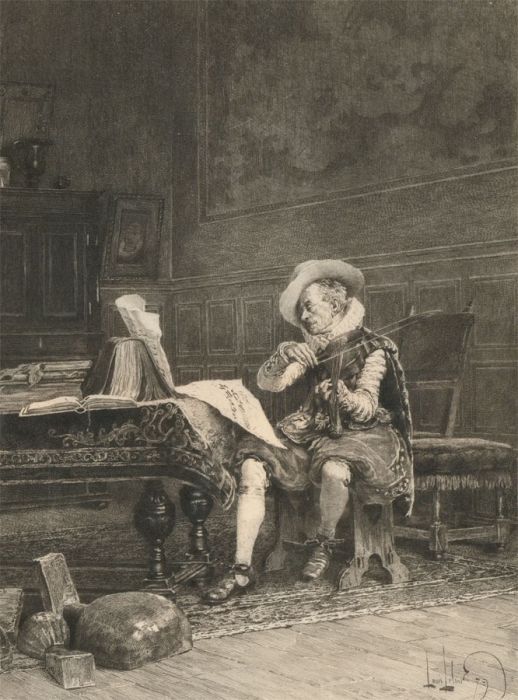 After Alexandre-Louis Leloir - Early 20th Century Lithograph, Violinist