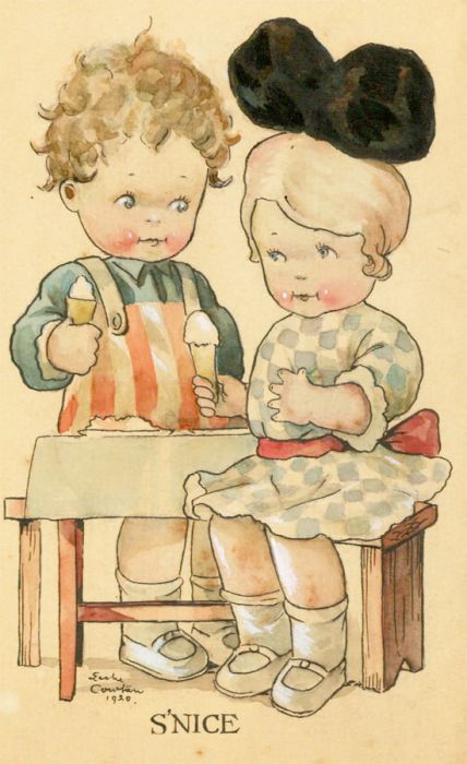Leslie Cowton - 1920 Pen and Ink Drawing, Children's Illustration, 'S'Nice'