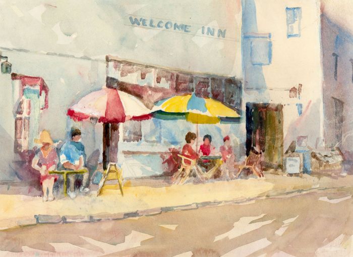 1971 Watercolour - Summer Street Scene