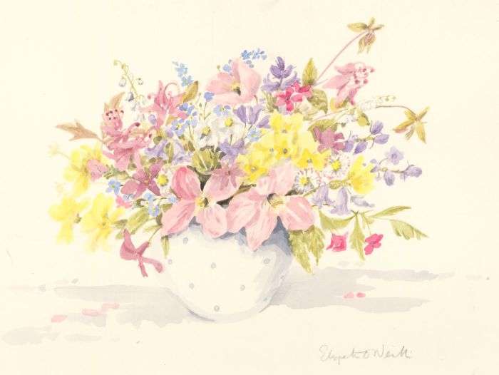 Elspeth O'Neill - Signed Contemporary Watercolour, Spring Flowers