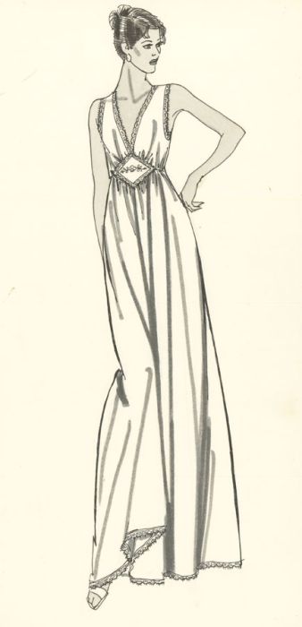 Contemporary Pen and Ink Drawing - Night Gown Fashion Illustration