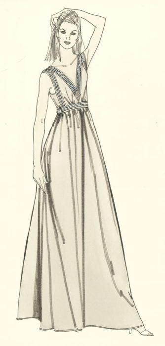 Contemporary Pen and Ink Drawing - Gown Fashion Illustration
