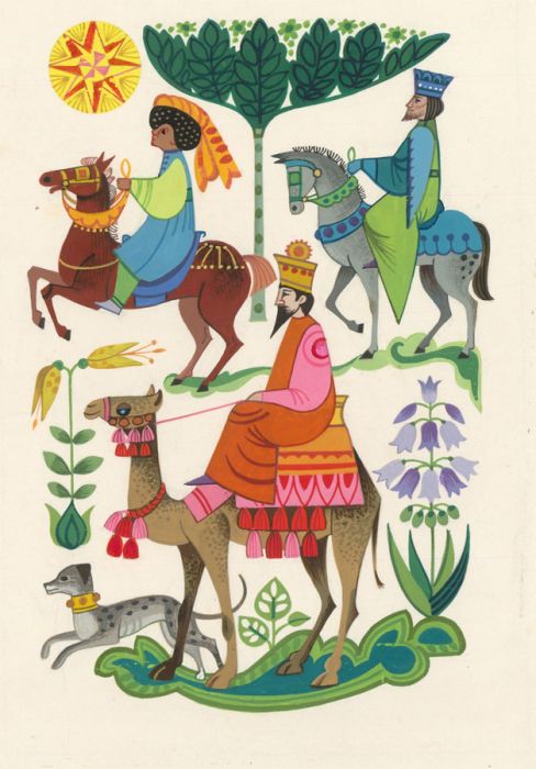 Contemporary Gouache - Kings on Donkeys and Horses