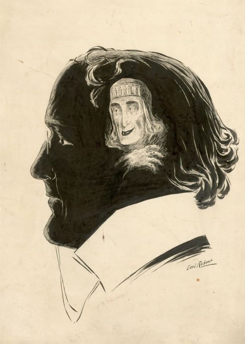Earl Robert- Signed Late 19th Century Pen and Ink Drawing, Theatrical Silhouette