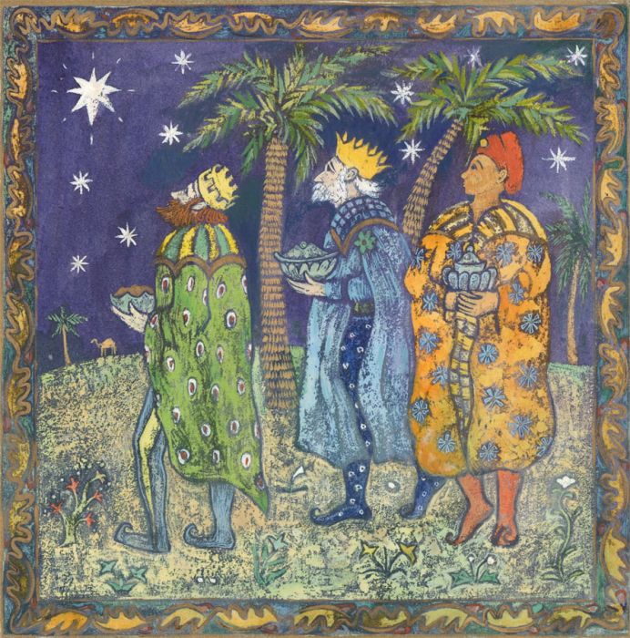 Rebecca Gryspeerdt - Contemporary Woodblock, Kings Following the Star
