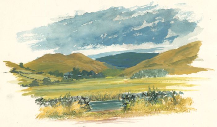 James Frank Adams (1923-2008) - Gouache, Landscape with Mountains Beyond
