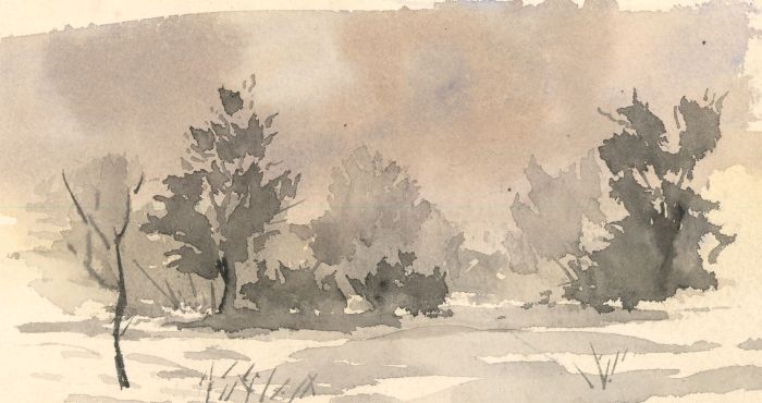 James Frank Adams (1923-2008) - Set of Two Monochrome Watercolour Landscapes