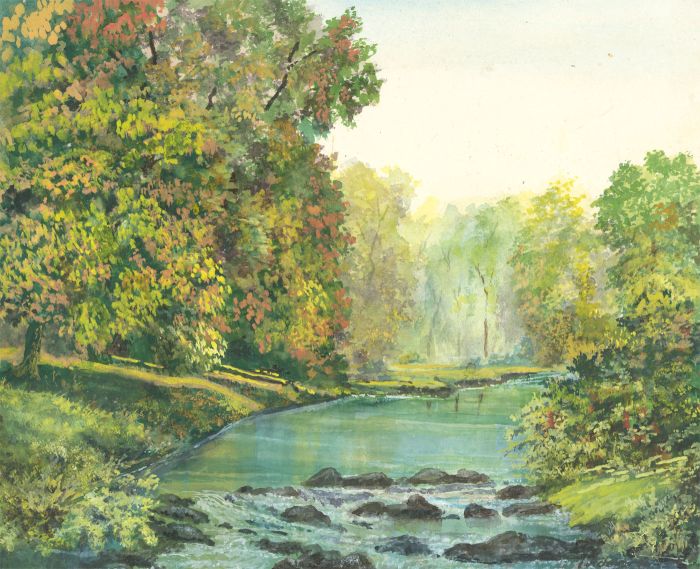 James Frank Adams (1923-2008) - 1999 Gouache, River Scene