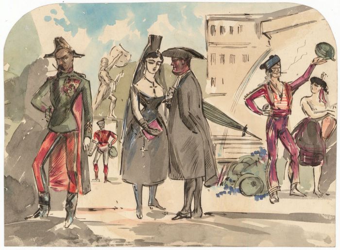 Charles William Cole - Late 19th Century Watercolour, Medieval Street Scene