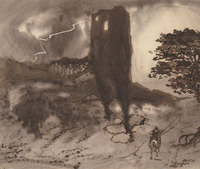 Charles William Cole - Late 19th Century Pen and Ink Drawing, Sir Lancelot