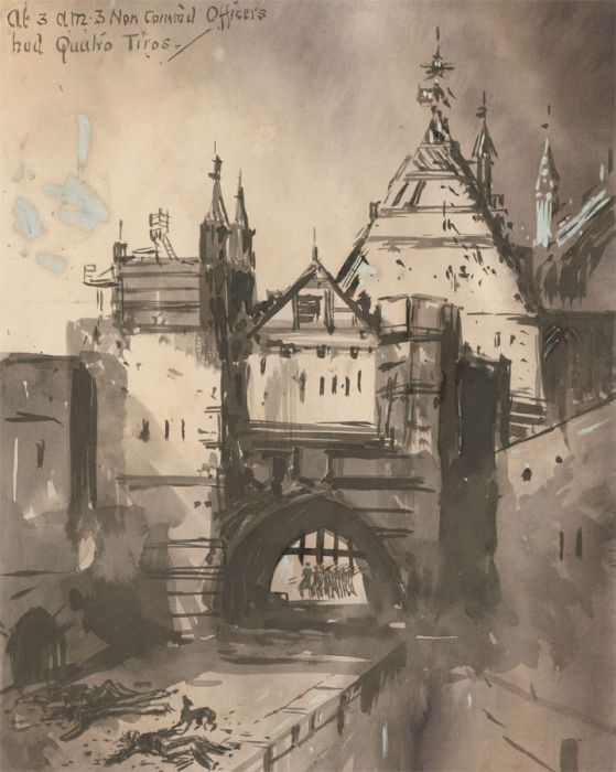 Charles William Cole - Late 19th Century India Ink, Quatro Tiros
