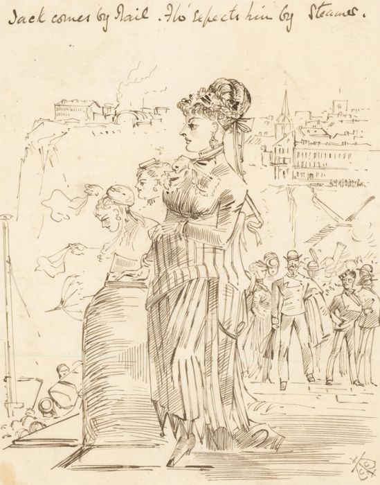 Charles William Cole - Late 19th Century Pen and Ink Drawing, Jack Comes by Rail