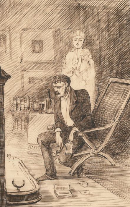 Charles William Cole - Late 19th Century Pen and Ink Drawing, "Remorse"