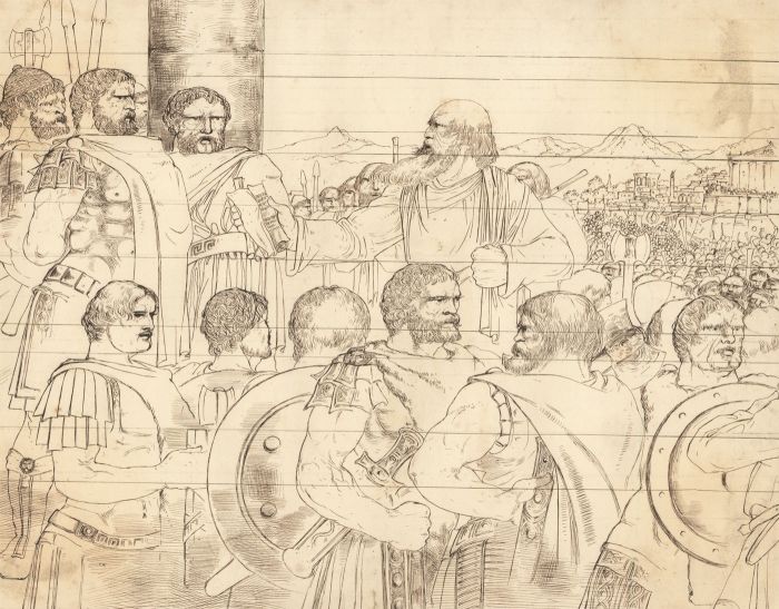 Charles William Cole - Late 19th Century Pen and Ink Drawing, Roman Forum Scene