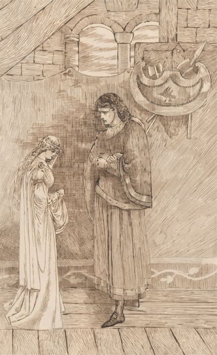 Charles William Cole - 19th Century Pen and Ink Drawing, Medieval Interior Scene