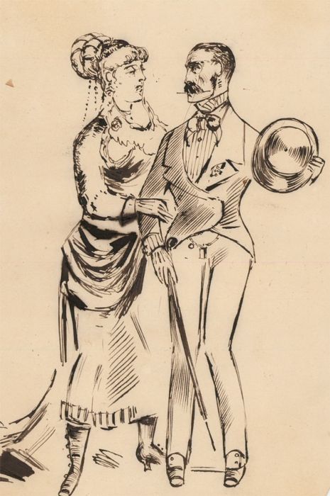 Charles William Cole - Set of Five Late 19th Century Pen and Ink Interior Scenes