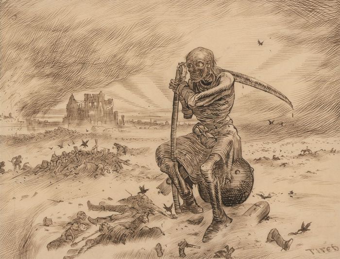 Charles William Cole - Late 19th Century Pen and Ink Drawing, Grim Reaper