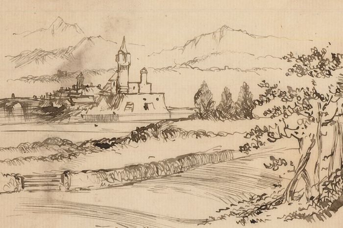 Charles William Cole - Set of Six Late 19th Century Pen and Ink Landscapes