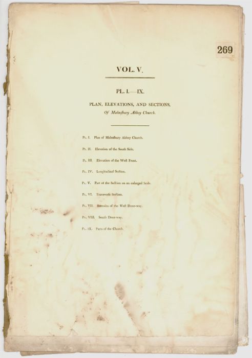 1829 Folio of Engravings - Malmesbury Abbey, Church Plans