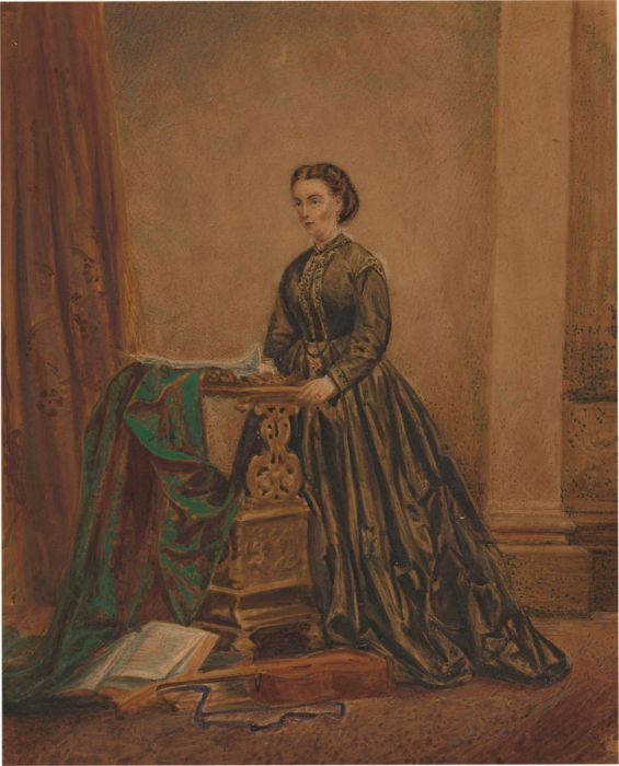 English School Late 19th Century Watercolour - Victorian Woman in an Interior