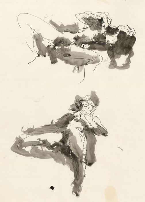 Peter Collins ARCA - c.1970s Pen and Ink Drawing, Studies of a Female Nude