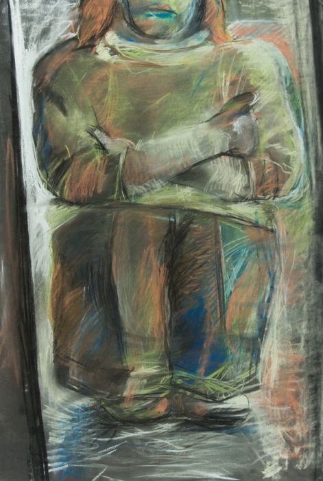Brian Liddle - Contemporary Pastel, Study of Woman with Arms Crossed
