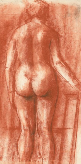 Peter Collins ARCA - c.1970s Sanguine, Standing Nude Woman